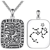 Zodiac Necklace 925 Sterling Silver Constellation Necklace Zodiac Sign Pendant Necklaces Horoscope Astrology Jewelry Gifts for Women Men Unisex Christmas Birthday