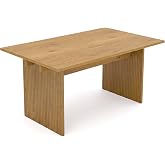 COLAMY 63 Inch Dining Room Table for 4 to 6, Modern Farmhouse Rectangular Kitchen Table with Easy-Care Melamine Surface, Stable Wooden Pedestal Dining Table, Multiple Color Options,Oak