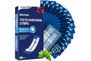 Milumber Teeth Whitening Strips for Sensitive, 28 Strips Whitener Safe Whitestrip, Deep Stains Removal Tooth Whitening, Enamel Safe Non-Slip Dry Strip Technology for Whiter Teeth, Mint
