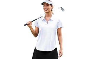 PINSPARK Womens Golf Shirt Zip Up Polo UPF 50+ Sun Protection Collared Shirts Quick Dry Short Sleeve Tennis Athletic Top