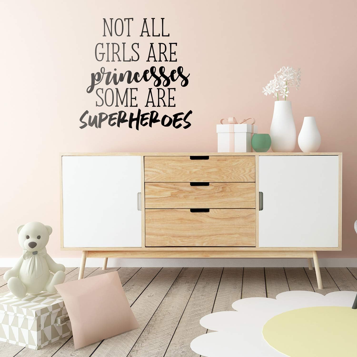 Vinyl Wall Art Decal - Not All Girls are Princesses Some are Superheroes - 23" x 23" - Modern Inspirational Little Girl's Toddlers Teens Home Apartment Living Room Bedroom Dorm Room Decoration