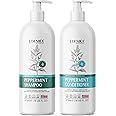 Edenika Botanicals Peppermint Shampoo & Conditioner Set 16oz - Refreshing, Sulfate-Free - Hydrates, Detangles, and Invigorates Scalp - For All Hair Types Including Oily Hair