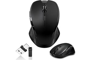 Kenvala Wireless Bluetooth Mouse for Mac & iPad, Ergonomic Rechargeable Mouse with Built-in Jiggler Mode, Dual USB-C & USB-A Receiver, Quiet Optical Mouse for Laptop, Desktop & Tablet – Black - 1