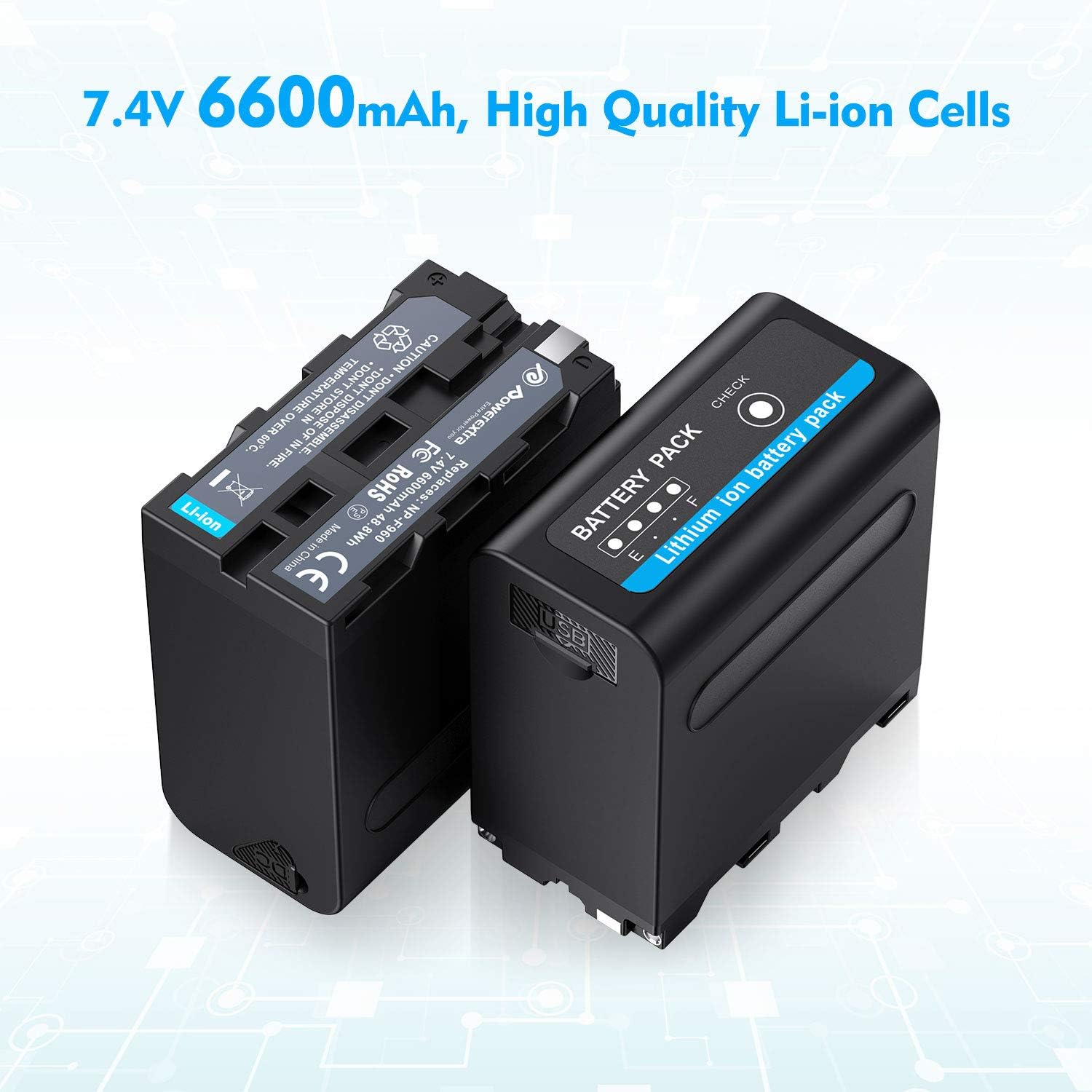 Powerextra Multifunctional Battery Pack with USB Output for Sony NP-F970, NP-F975, NP-F960, NP-F950, NP-F930 Battery: Home Audio & Theater