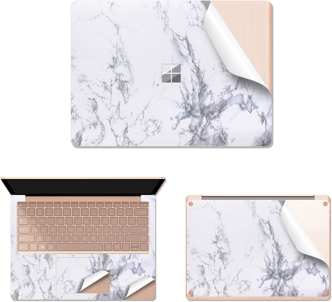 MasiBloom Laptop Decal Sticker for 13.5" Microsoft Surface Laptop 3 with Cool, Metal Keyboard (2019 Released) Protective Vinyl Anti Scratch Skin (for 13.5" Surface Laptop 3, Marble- White)