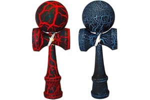 KENDAMA TOY CO. | 2 Pack | Competition Pro Kendama Full Size | Solid Wood Ball and Cup Coordination Toy | Red/Black Blue/Black Bundle