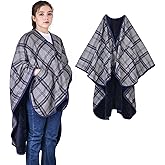 forestfish Wearable Blanket Poncho With Pockets And Buttons, Flannel Shawl Wrap Blanket For Women Soft And Warm