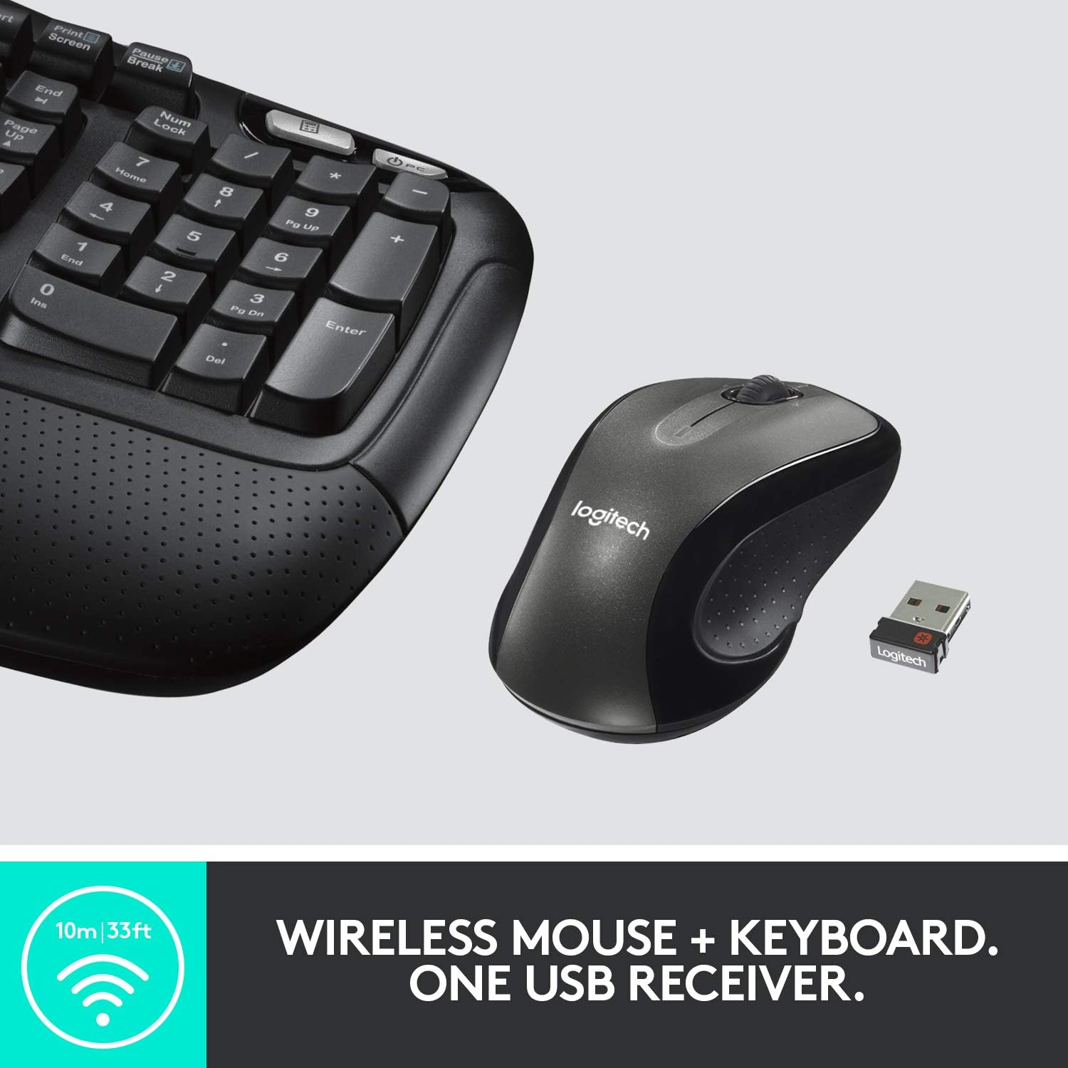 Logitech MK550 Wireless Wave Keyboard and Mouse Combo - Includes Keyboard and Mouse, Long Battery Life, Ergonomic Wave Design - Black: Electronics