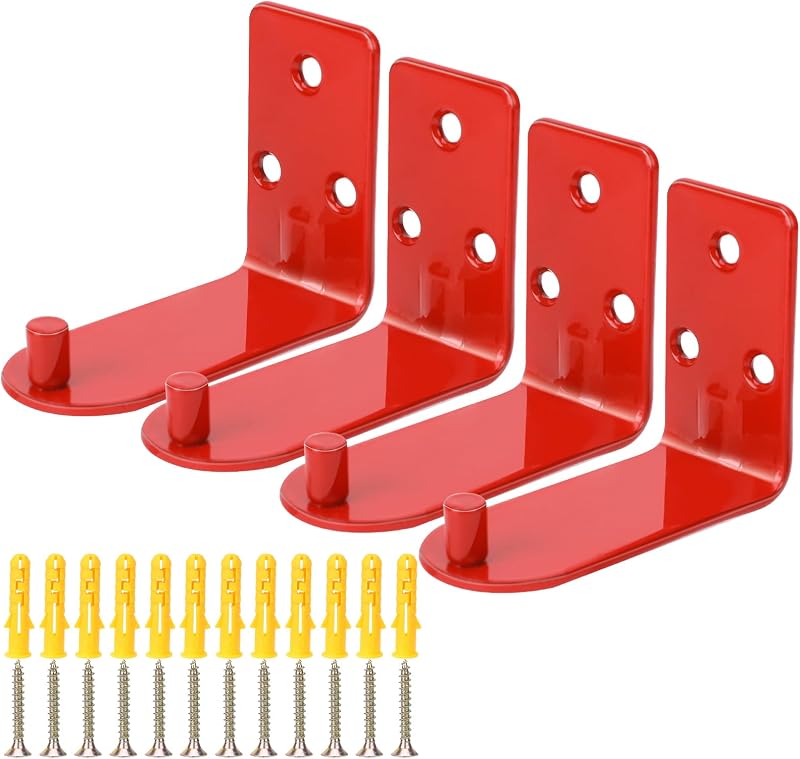 KALIONE Fire Extinguisher Holder 4 Pack Wall Hook up to 9 kg Red