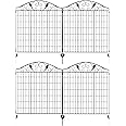Black Coated Steel Decorative Garden Fence Panel 2 Leaves, 44" H 36‘’ W (Linear Length 12 feet) Metal Border Folding Fence Wire Border Fencing Folding Patio Flower Barrier Section Panel, Pack of 4