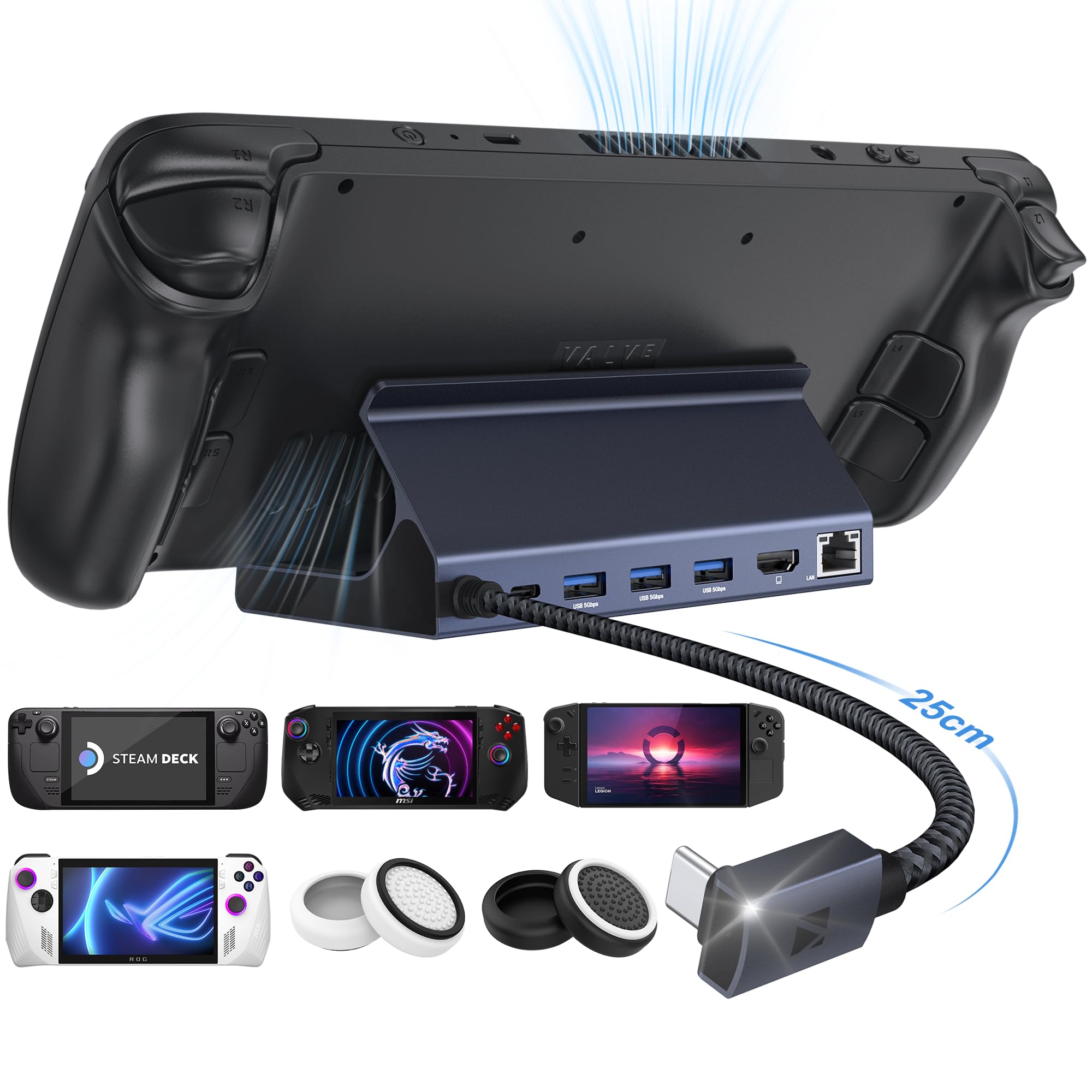 Photo 1 of iVANKY 4K@144Hz Steam Deck Dock, 8-in-1 Docking Station for ASUS ROG Ally X/Lenovo Legion Go/MSI Claw, ROG Alloy/Valve Stream Deck OLED Hub, HDMI 2.1, 1Gbps Ethernet, 3*USB-A 3.0, 100W USB-C Charge