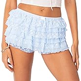 ABYOVRT Women Ruffle Shorts Lolita Bloomers Y2k Fairy Lace Layered Pumpkin Pants Sweet Cute Panties