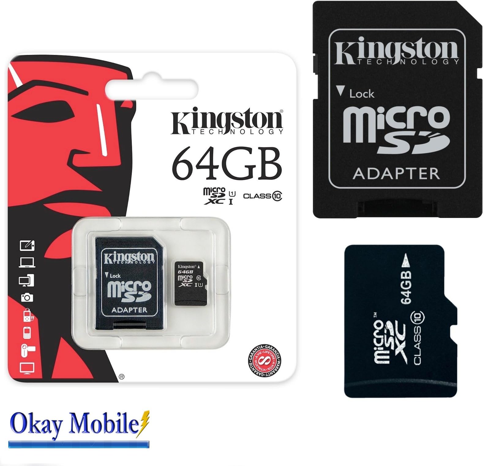 Original Kingston Micro-SD SDHC Memory Card 2017 for Samsung Galaxy J3 (7) 64 GB