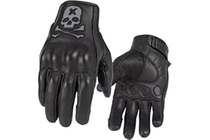 Keebik Goatskin Leather Motorcycle Motorbike Powersports Racing Gloves Reflective Skull Touchscreen for Men and Women Model
