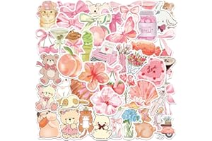 50 Pcs Pink Bows Stickers Cute Girly Stickers for Water Bottle Laptop Phone Computer Guitar Skateboard Notebook Scrapbooking 