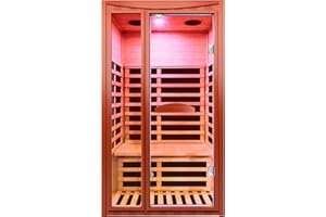 OUTEXER Far Infrared Sauna Home Sauna Spa Room for 1-2 Person Low-EMF Canadian Hemlock Wood 1550W Indoor Saunas with 7 Color Light 39.3 * 35.4 * 74.8Inch