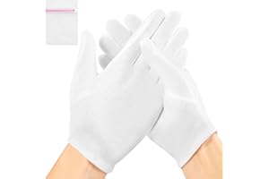 AIRSEE 2 Pairs White Cotton Gloves with Laundry Bag, Overnight Moisturizing SPA for Dry Hands and Eczema, Work Glove, Stretchy Fit for Men and Women, Regular M