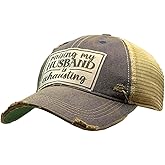 VINTAGE LIFE Raising My Husband is Exhausting Distressed Trucker Cap, Navy Blue, Cotton, Polyester, Indoor, Outdoor