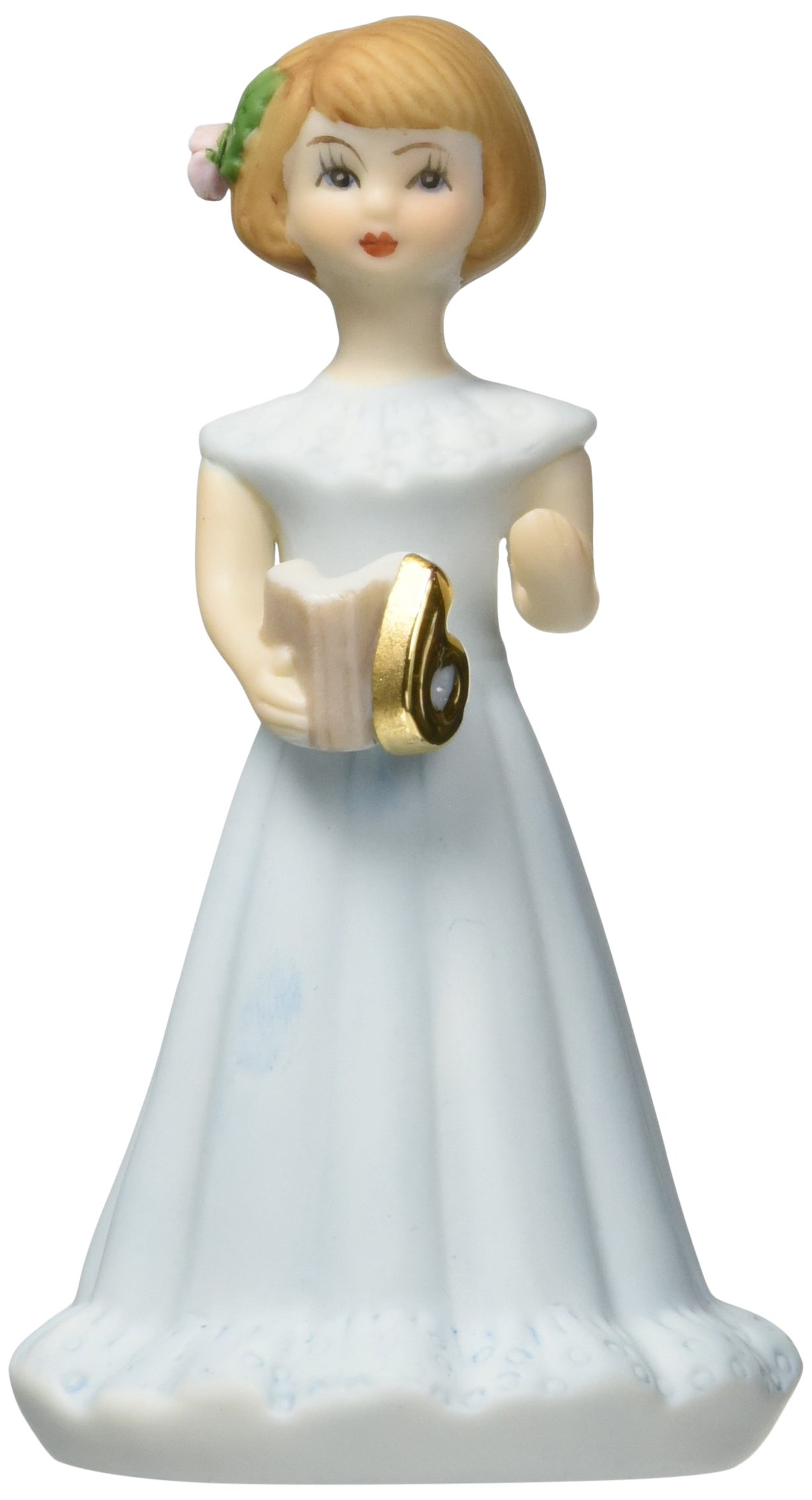 ENESCO Growing Up Girls “Brunette Age 6” Porcelain Figurine, 4”,Blue, Measures Approximately: 2" Wide x 4" high