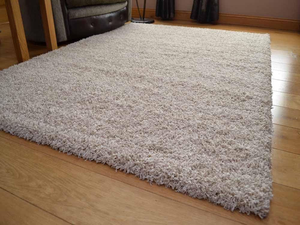 Soft Touch Shaggy Suede Beige Thick Luxurious Soft 5cm Dense Pile Rug. Available in 7 Sizes (133cm x 190cm)