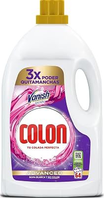 Vanish Advanced - Detergente para máquina de lavar com removedor de manchas, adequado para roupas brancas e coloridas, 64 lavagens, 2880 ml