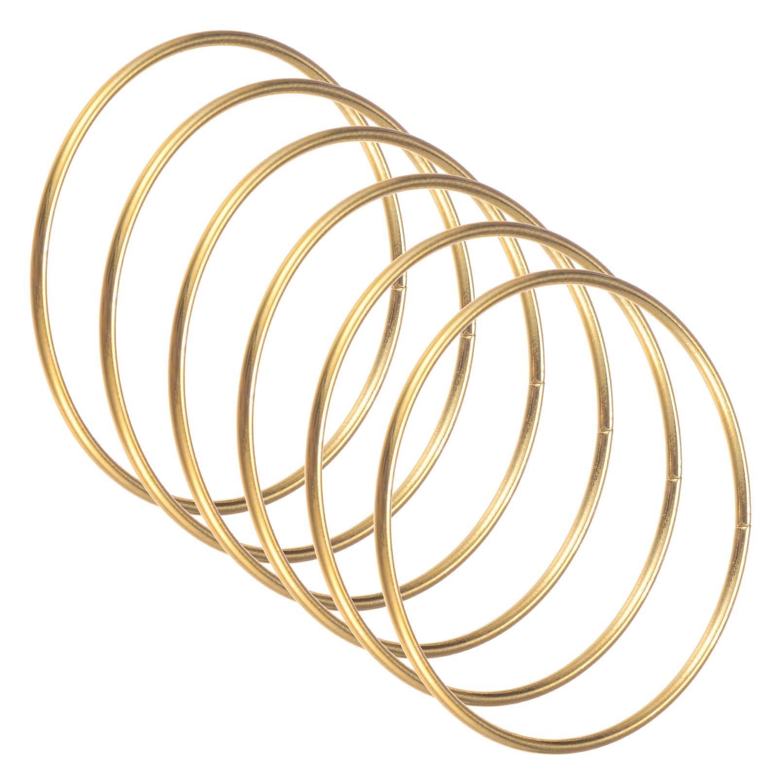 M METERXITY 6-Pack Dream Catcher Rings,2.6 Inch Metal Macrame Wreath Floral Round Rings Crafts Hoop for DIY Wedding Wreath/Wall Hanging Crafts/Christmas Decor[Gold]