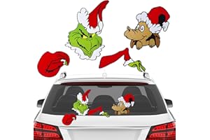 CZLOTYH Christmas Car Decorations, 14.9" Christmas Peeking Car Decals Waterproof PVC Rear Windshield Stickers for Holiday Xmas Car Accessories (Style 1)