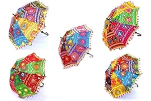 Boho Sanskriti PACK OF 5 INDIAN DECORATIVE UMBRELLAS SET HOME DeCOR UMBRELLA WALL WEDDING MEHNDI PARTY SANGEET DECORATION
