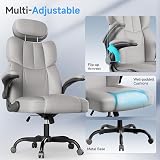 naspaluro Executive Office Chair High Back Grey Fabric with Tilt Spring-Packed view 2