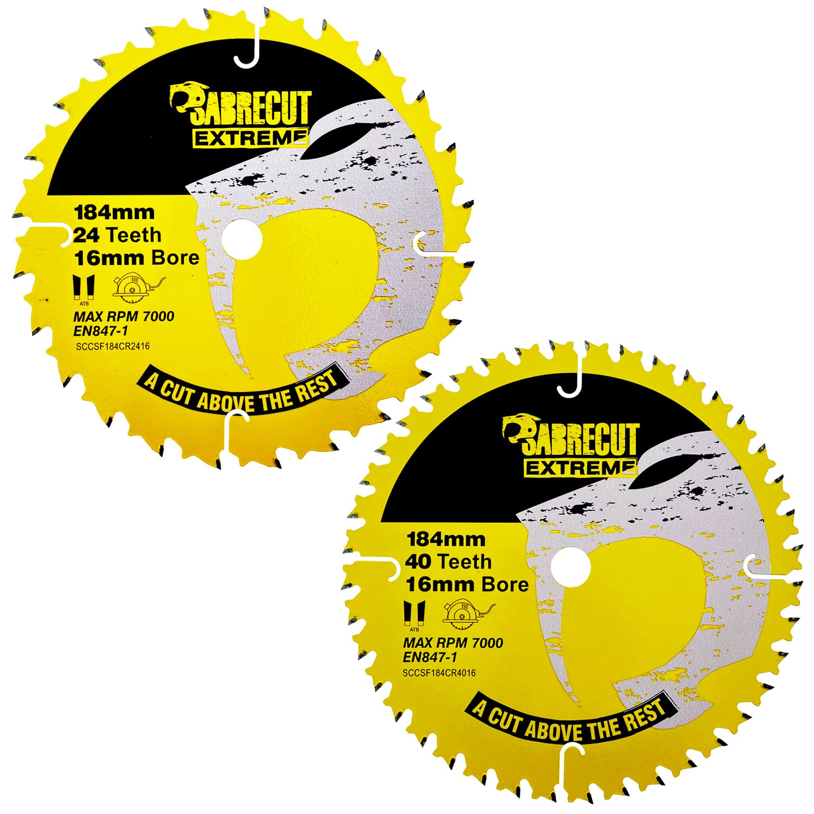 2 x SCCSFK184CR16 SabreCut 184mm 24T 40T x 16mm Bore Circular Saw Blades