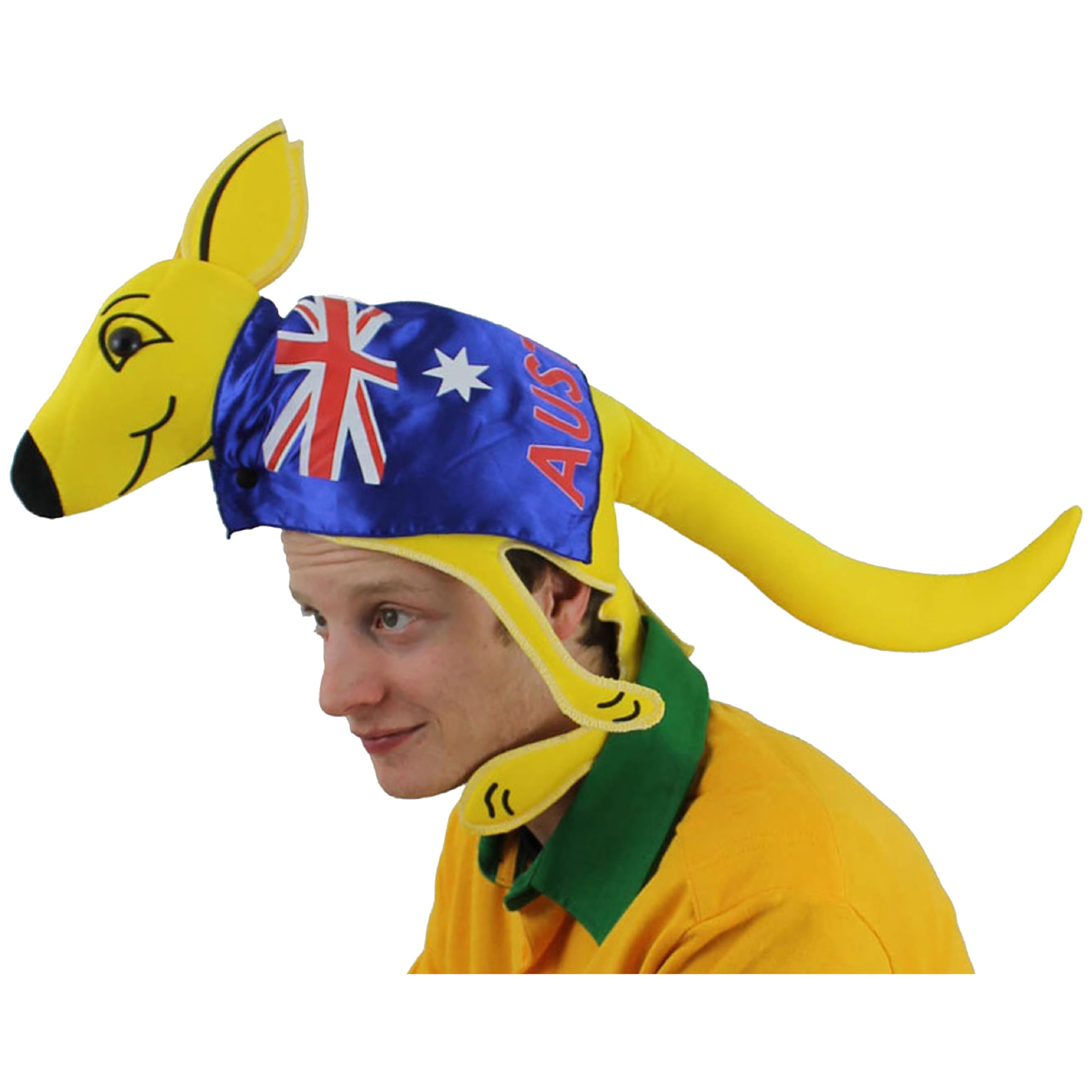 Australian Kangaroo Hat with Cape – Aussie Novelty Costume Hat for Australia Day, Sports Events & Parties – Pack of 1 Group Fancy Dress Accessories