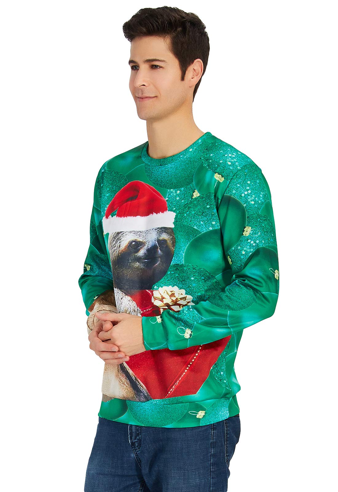 Rave on Friday Ugly Sweater Christmas Unisexe Sweat-Shirt Ugly Pullover Verte Paresseux Modèle Confortable Pull Noel Femme L