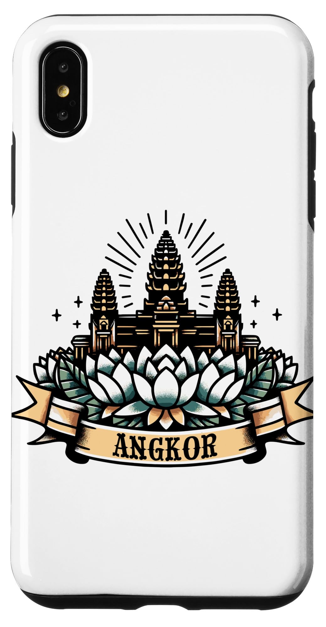 iPhone XS Max Traditional Khmer Cambodian Tattoo Design Angkor Wat Case
