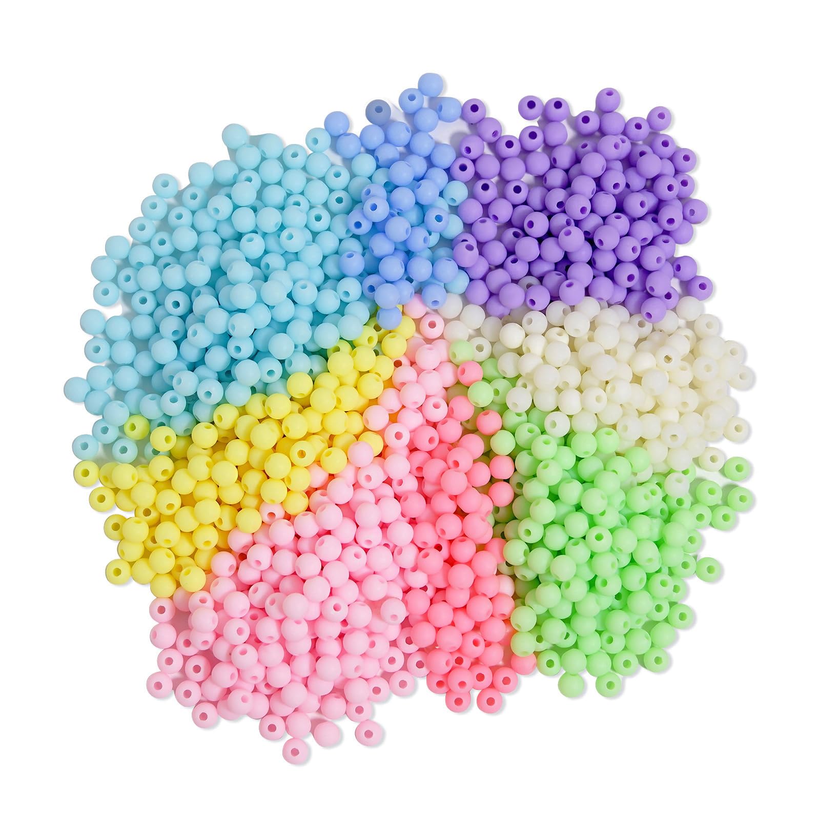 JETOP 1500Pcs Acrylic Beads, 6mm Small Round Frosted Candy Color Beads, Colored, Matte, and Frosted, Suitable for Jewelry and Bracelet Making.