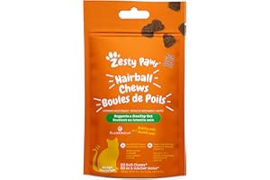 Zesty Paws Hairball Treats for Cats - Hairball Relief for Cats Supplement - AlaskOmega Omega 3 Fish Oil with EPA & DHA + Zinc