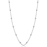 Kooljewelry Sterling Silver Bead Ball Station Necklace (16, 18, 20, 22, 24, 30 or 36 inch)