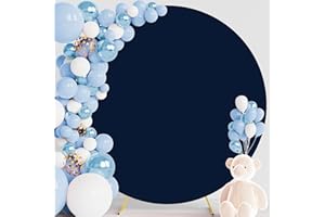 Wokceer 7.2FT Round Backdrop Cover Round Arch Covers Navy Blue Spandex Circle Balloon Arch Backdrop Cover for Wedding Birthday Party Baby Bridal Shower Decor