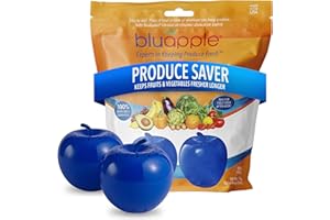 Bluapple Produce Saver 2-Pack - Keeps Fruits & Vegetables Fresh Longer in Refrigerator Crisper, Shelves, and Fruit Bowls, Las