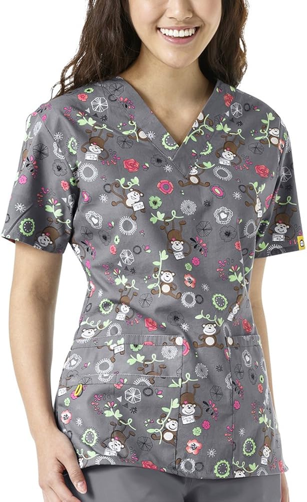 WonderWink Women's Plus Size Origins Bravo Print Scrub Top