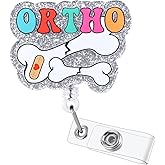 Funny Ortho Badge Reel, Cute Bone Retractable ID Card Badge Holder, Name Tag Work Badge Clip for X-Ray Tech Orthopedic RN LPN LVN CNA MA ER Night Shift Nurse Nursing Student OR Doctor, Nurse Gifts