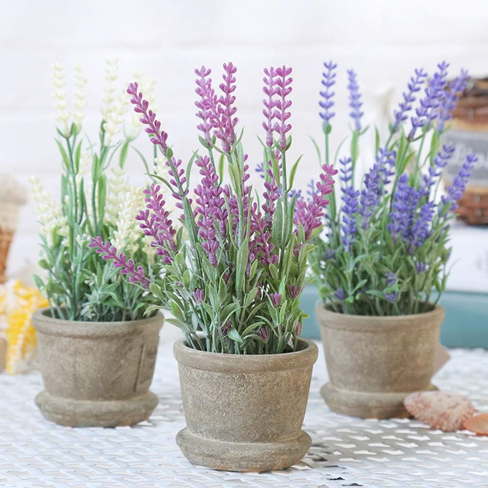 Artificial Lavender Fake Lavender Pot Faux Lavender Plants for Home Garden Decor (Purple) - Image 5
