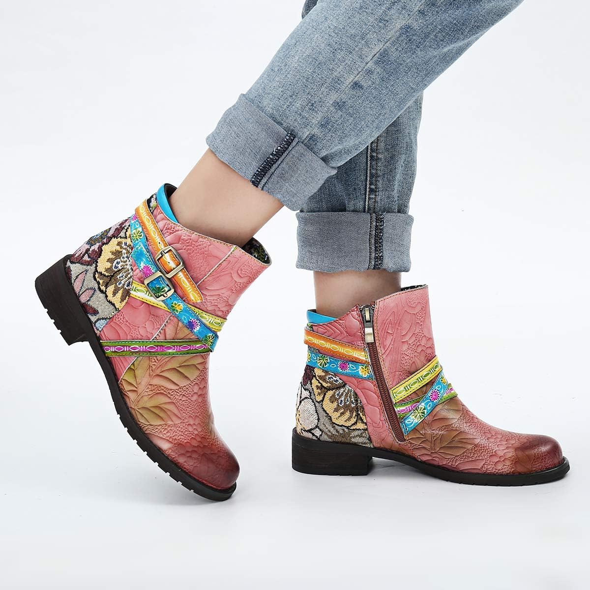Womens Vintage Handmade Boots Buckle 