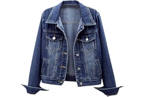 Ladyful Women's Bride Casual Jean Jacket Distressed Ripped Denim Jacket Coat with Pockets