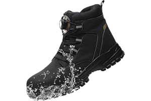 WQIWQ Waterproof Steel Toe Boots for Men Safety Work Shoes Slip Resistant Lightweight Comfortable Steel Toe Shoes Indestructi