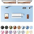YSAGi Leather Desk Protector, Office Mat, Large Mouse Mat, Non-Slip PU Leather Blotter, Laptop Pad, Waterproof Writing Pad for Office and Home (Baby Blue, 47.2" x 23.6")