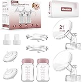 Pump Parts Compatible with Spectra S1/S2/9Plus/SG Breastpump, Full Set Replacement Parts for Spectra Include 21mm Flange,Duckbill Valve,Backflow Protector,Tube,Bottle, Not Original S1/S2 Accessories
