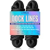 PropelTech 2 Pack 3/4" x 35' Dock Lines, Improved Nylon Boat Ropes, Black | Double Braided Boat Lines for Docking with 15" Loop, Marine-Grade High Strength Dock Ropes for Boats, Pontoons, Fishing Boats