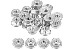 uxcell #10-24 Serrated Flange Hex Lock Nuts, 20Pcs 304 Stainless Steel Non-Slip Hexagon Flange Nut, Full Thread, Bright Finis