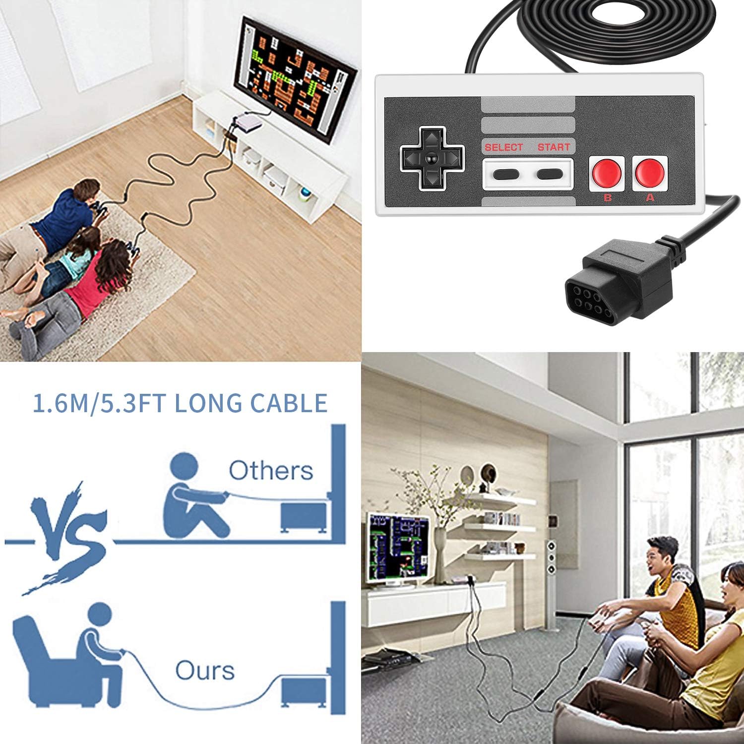 Classic NES Controllers for NES 8 Bit Entertainment System Console Control Pad: Computers & Accessories