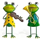HONGLAND Frog Metal Yard Art - 3D Frog Outdoor Statue - Cute Metal Figurine - Christmas Holiday Lawn Patio Yard Garden Decor Gardening Gifts for Women